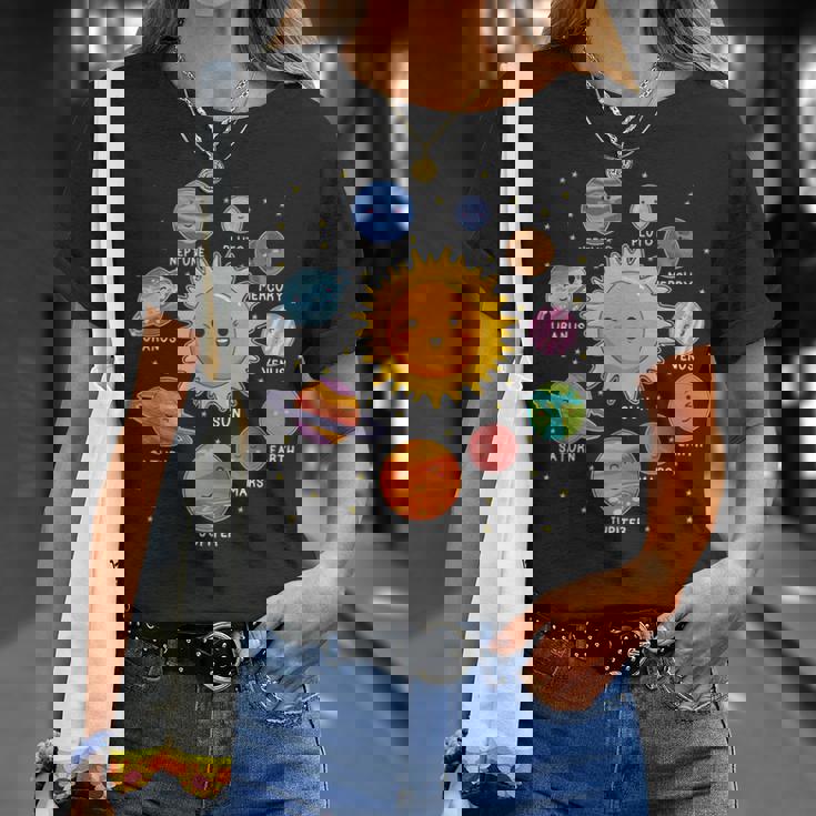 太陽系 惑星 宇宙 惑星 男の子 女の子 幼児 Tシャツ 彼女への贈り物