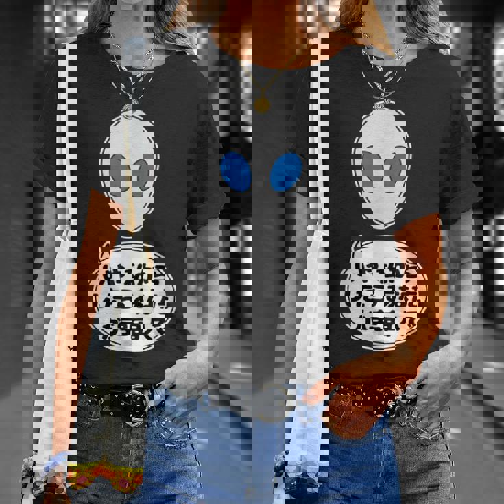 宇宙人 Alien エイリアン『いや私からしたらあなたが宇宙人で』（ナンカメンドクサイ）グレイ【ゆるフレンズ】面白い Tシャツ 彼女への贈り物