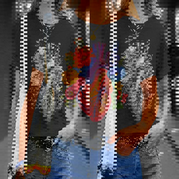 心臓超音波検査者ギフト 心臓専門医ギフト ハートフラワー Tシャツ 彼女への贈り物