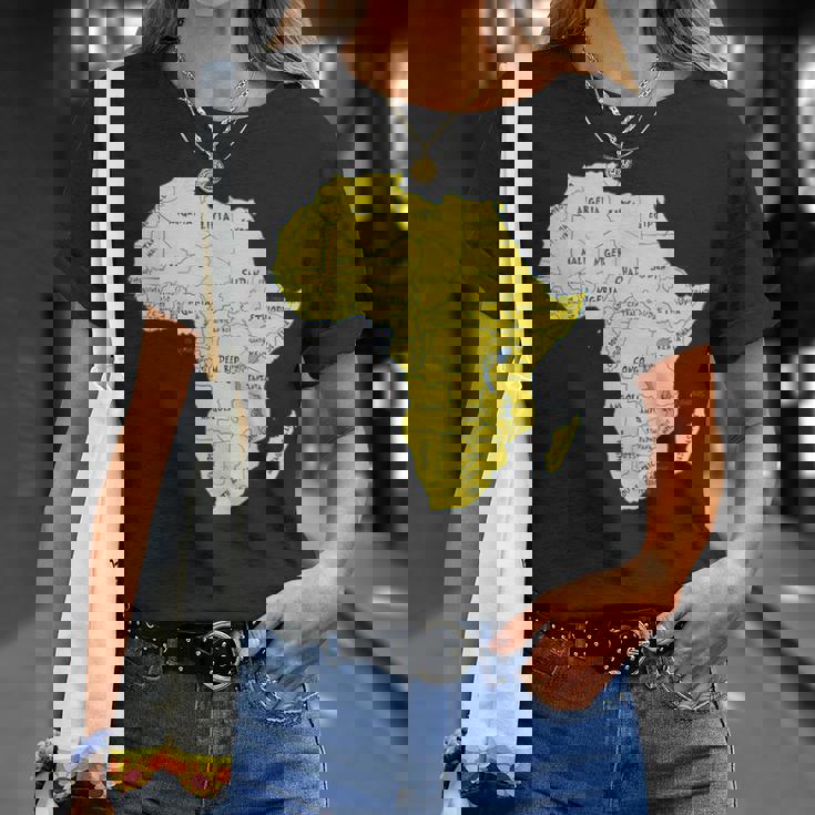 手描きアフリカ地図tシャツ 国名付き Tシャツ 彼女への贈り物