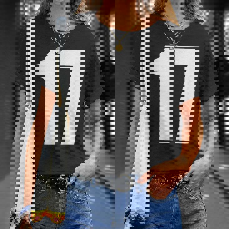 数字 セブンティーン数字 17 プレーンホワイト数字 Tシャツ 彼女への贈り物