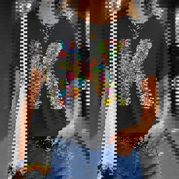 文字k Monsters アルファベットネーム イニシャル キュート モノグラム Tシャツ 彼女への贈り物