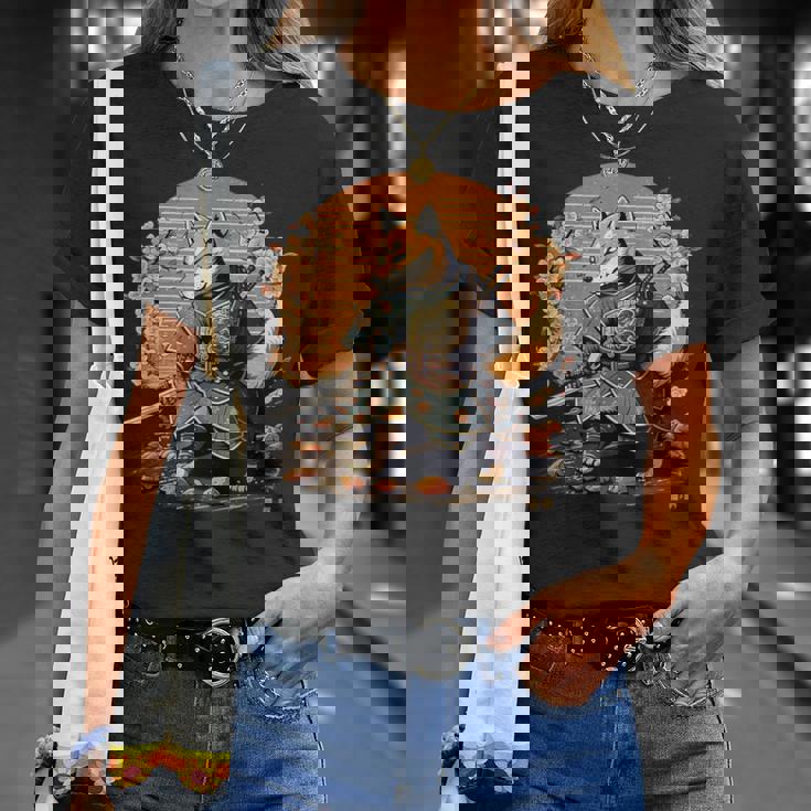 日本アート 柴犬 忍者 浮世絵 アニメ風 侍犬 Tシャツ 彼女への贈り物