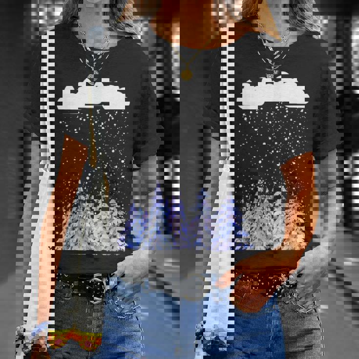 森 雪 新雪 落ちる 冬 ワンダーランド 雪 恋人 Tシャツ 彼女への贈り物