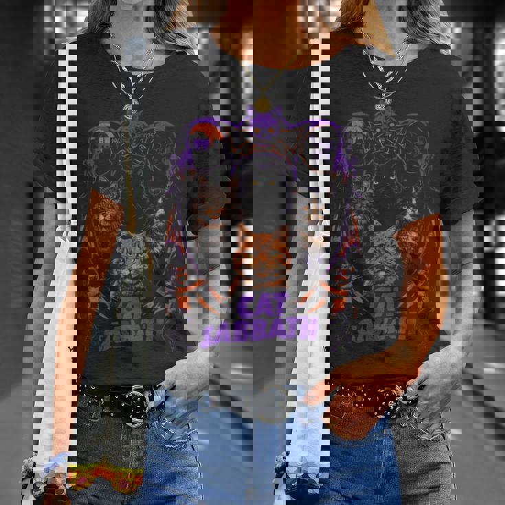 猫 安息日 猫 ヘビー ロック バンド パロディ Tシャツ 彼女への贈り物