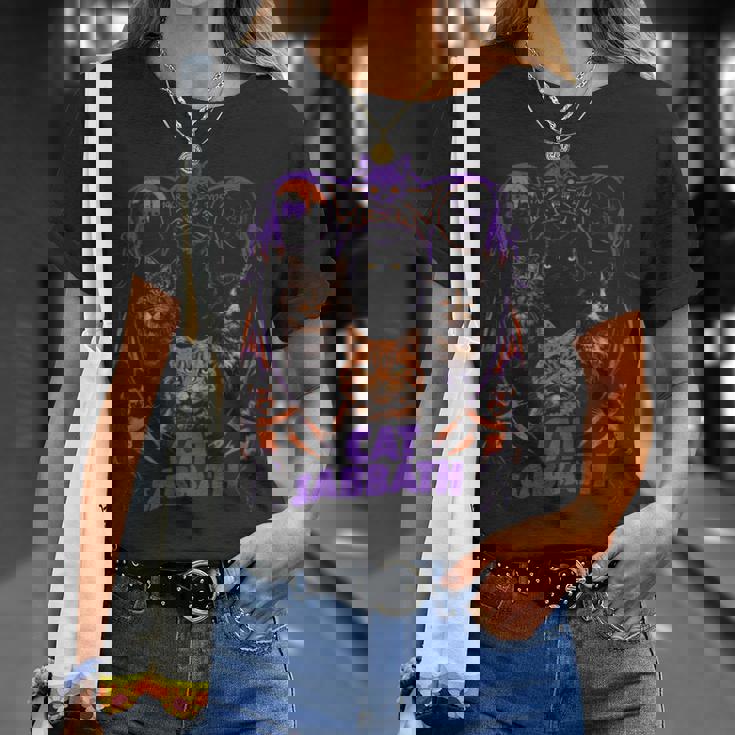 猫 安息日 猫 ヘビー ロック バンド パロディ 長袖tシャツ Tシャツ 彼女への贈り物