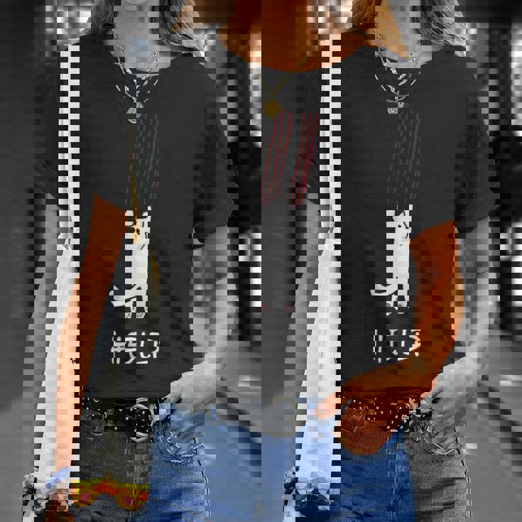 猫が助けを求めている、猫好きの方にオススメの面白いイラスト Tシャツ 彼女への贈り物