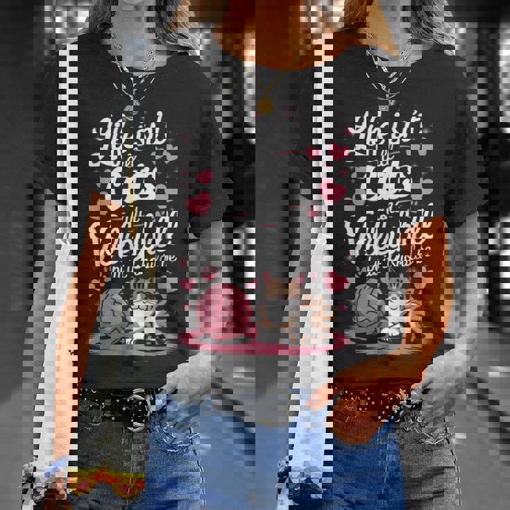 猫とバレーボール 面白いバレーボール Tシャツ 彼女への贈り物