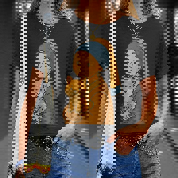 真珠の耳飾りの少女 柴犬 子柴 名画 いぬ イラスト かわいい 犬好き おもしろ 面白い Tシャツ 彼女への贈り物