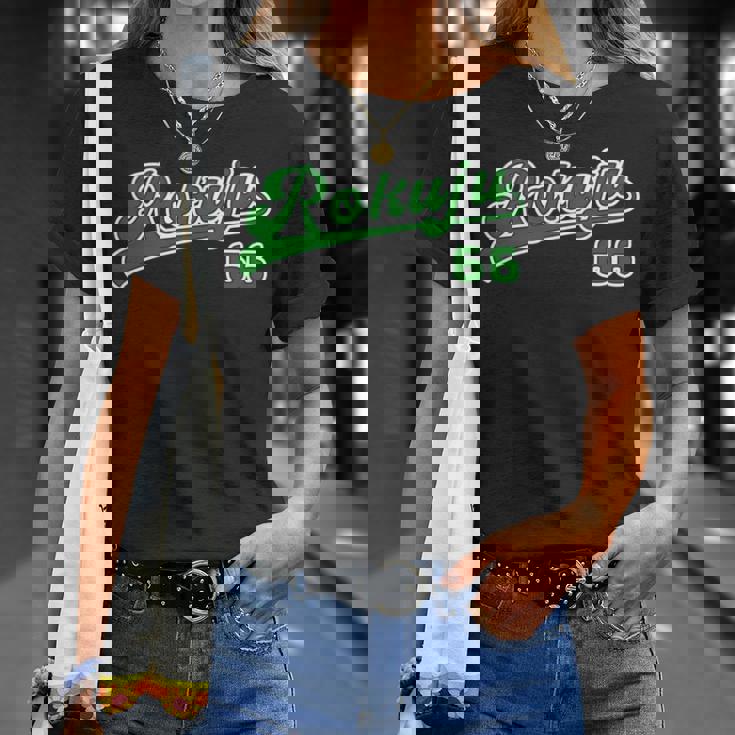 緑寿祝い 野球 野球好き 野球ユニフォーム風 Rokuju 文字 父 母 男性 女性 66歳 誕生日 前後プリント 長袖tシャツ Tシャツ 彼女への贈り物