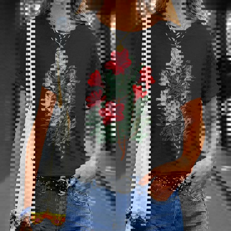 美しいツツジの花のイラストブルーム植物愛好家 長袖tシャツ Tシャツ 彼女への贈り物