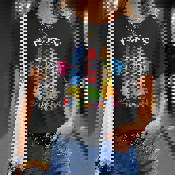 自閉症の認識 違ってもいい 自閉症の青 Tシャツ 彼女への贈り物