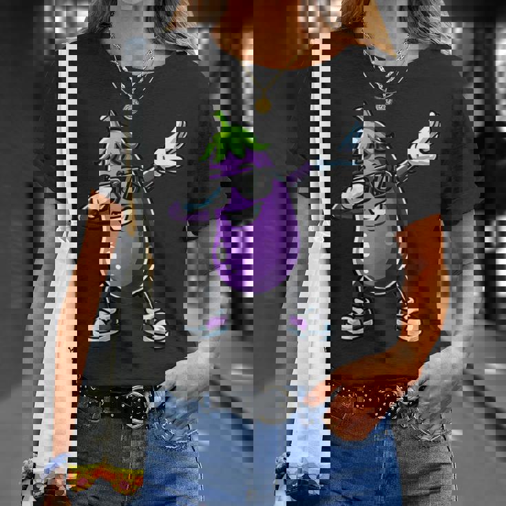 茄子を軽くたたく面白い野菜ギフト ナス付き Tシャツ 彼女への贈り物