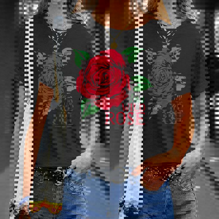 赤いバラとi'm A Wild Roseの花のデザイン Tシャツ 彼女への贈り物