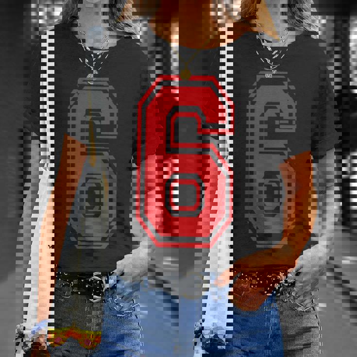 赤の6番スポーツスタイル。 Tシャツ 彼女への贈り物