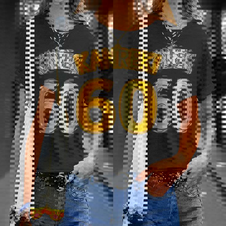 還暦 六十歳 60才 祝 Kanreki（ユニフォーム風）【フェイク 金プレート風 文字】誕生日 面白 Tシャツ 彼女への贈り物