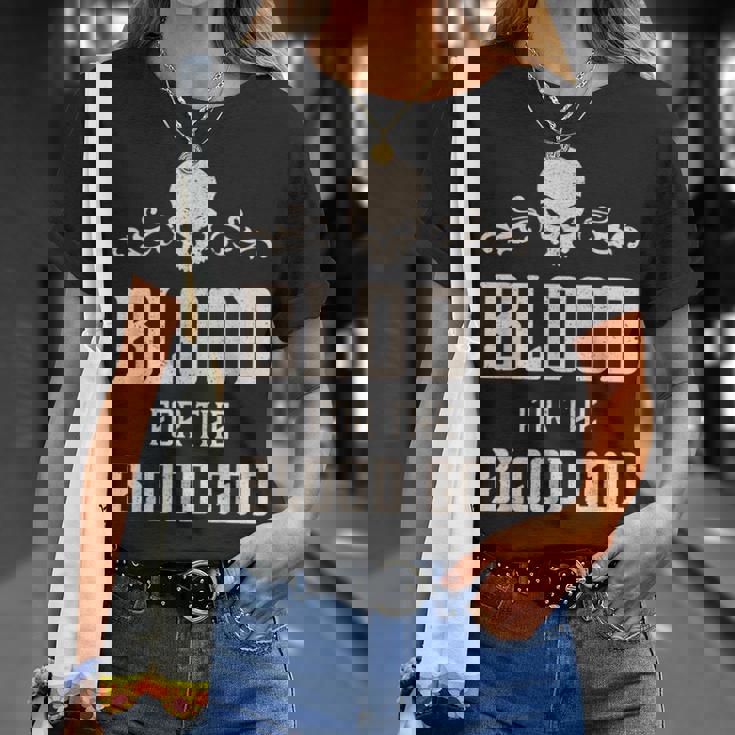 邪悪な頭蓋骨の血 血神 地獄の魔王 Tシャツ 彼女への贈り物