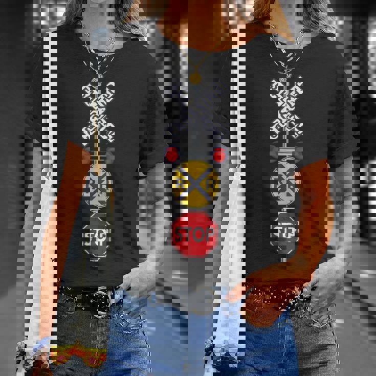 鉄道 踏切 標識 電車 作業員 エンジニア Railfan Tシャツ 彼女への贈り物