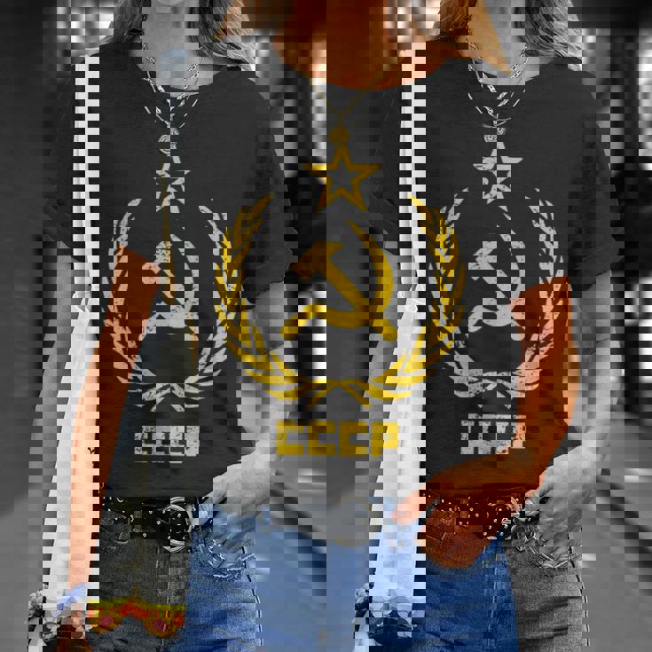 鎌と槌の星cccpソビエト連邦 長袖tシャツ Tシャツ 彼女への贈り物