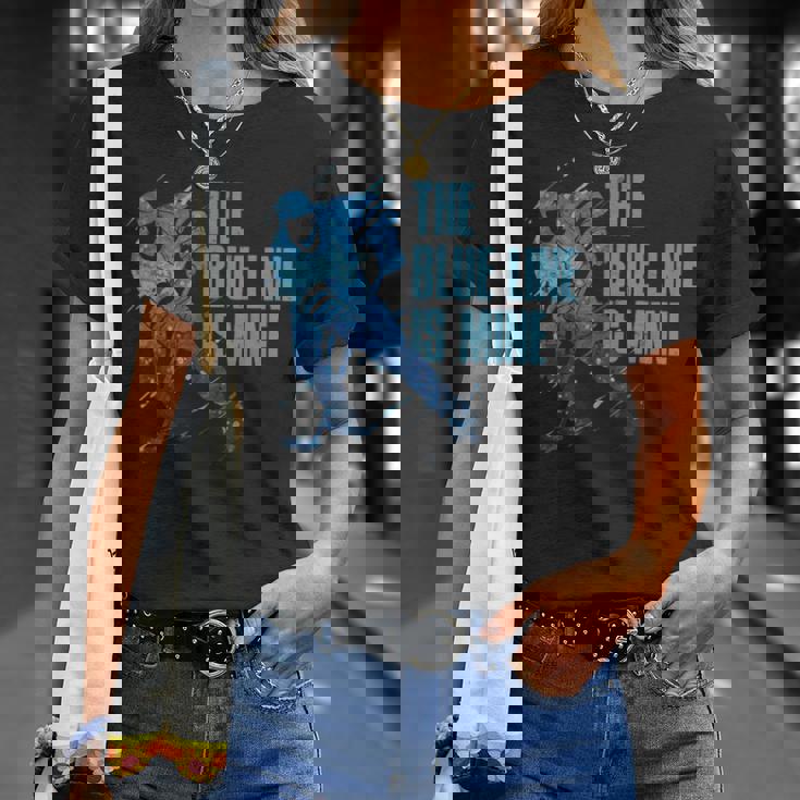 青い線は私のもの アイスホッケー Tシャツ 彼女への贈り物
