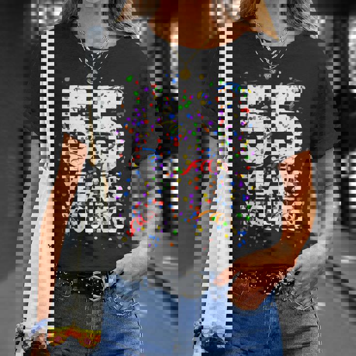 面白い 55 歳 若い55歳の誕生日おめでとうシャツ 男性用 女性用 Tシャツ 彼女への贈り物