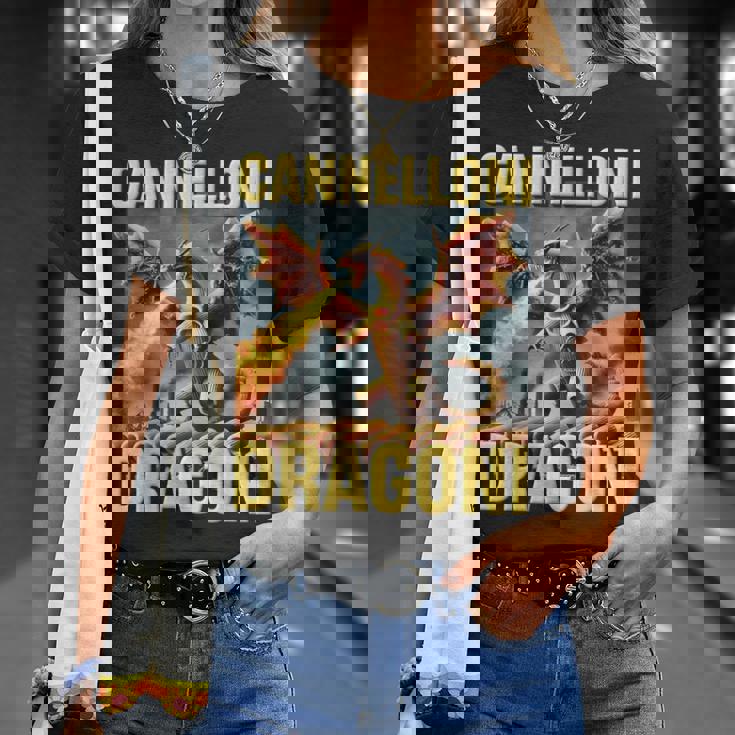 面白いai生成パスタドラゴン ブレイン カネローニ ドラゴニ Tシャツ 彼女への贈り物