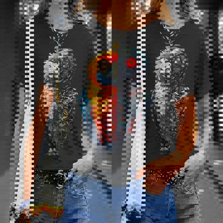 面白いオウムロボット動物愛好家サイボーグオウムロボット Robot Parrot Lover Cyborg Ai Tシャツ 彼女への贈り物