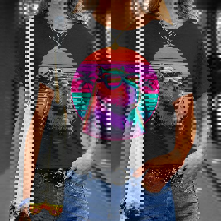 面白いカピバラ ヴィンテージ げっ歯類 レトロ ヴェイパーウェーブ 美的ゴス Tシャツ 彼女への贈り物