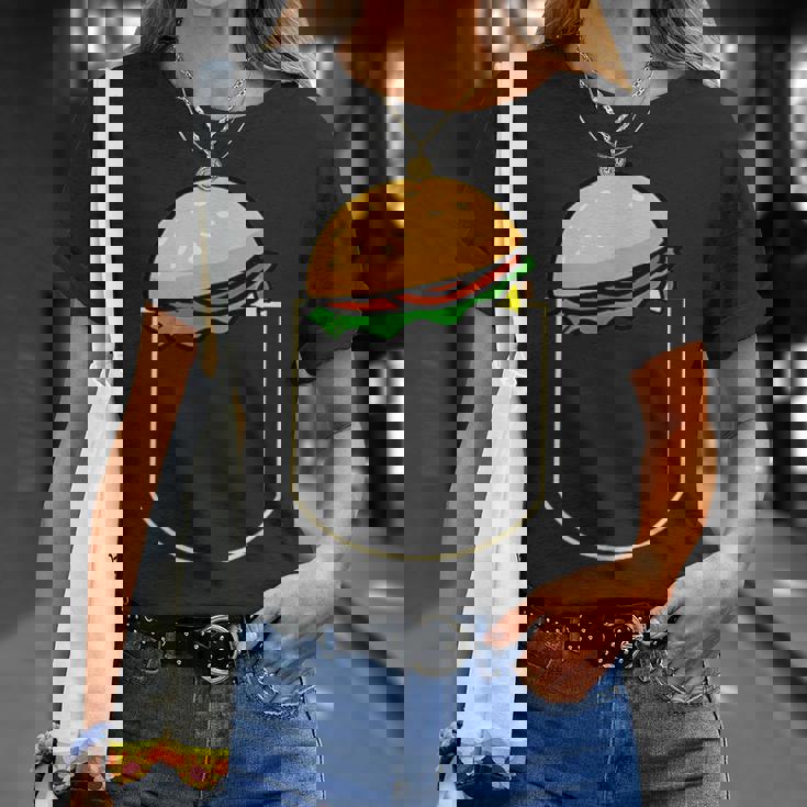 面白いハンバーガー ポケット入り ギフト チーズバーガー ポケット Tシャツ 彼女への贈り物