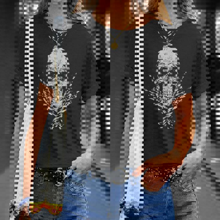 頭骨kull 髑髏 マノコルナ-クールな音楽スカルロッカーグリーティングスカル Zugaikotsu 頭蓋骨 Tシャツ 彼女への贈り物