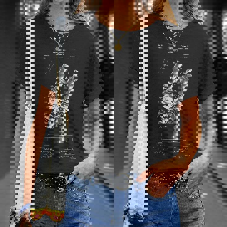 顕微鏡顕微鏡愛好家 レトロサイエンス微生物学 Tシャツ 彼女への贈り物