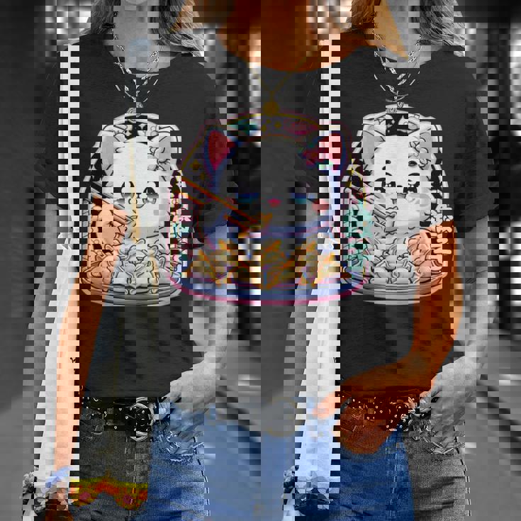 餃子、餃子を食べるカワイイ猫、餃子 Tシャツ 彼女への贈り物