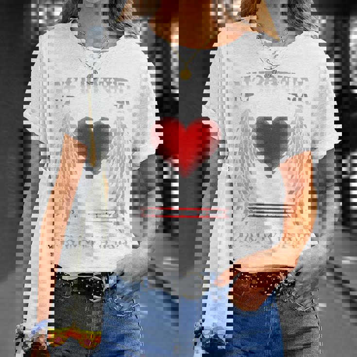 バックプリント My Guardian Angel Brotherメモリアル Tシャツ 彼女への贈り物