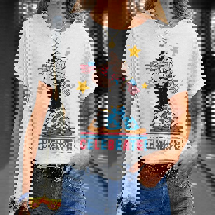 7月4日 「ポパイとオリーブオイルの愛国心」 彼と彼女 Tシャツ 彼女への贈り物