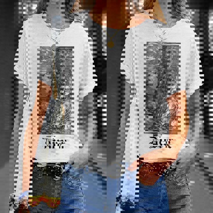 Albrecht Dürer Durer クリスチャンアート メランコリア ホワイト 長袖tシャツ Tシャツ 彼女への贈り物