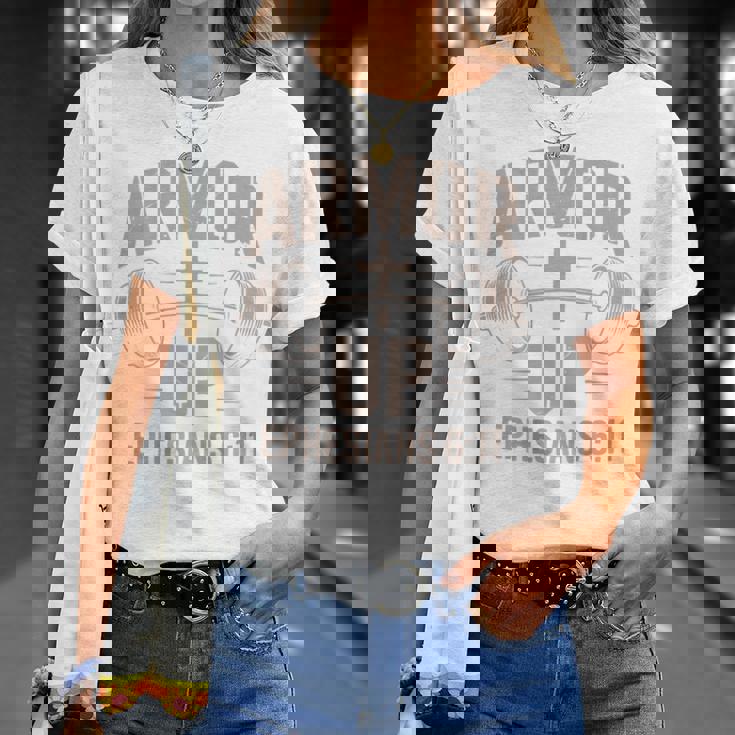 Armor Up Gym Christian Workout Dumbbell Cross Barbell T-Shirt Gifts for Her Armor Up Gym Christian Workout Dumbbell Cross Barbell T-Shirt Gifts for Her