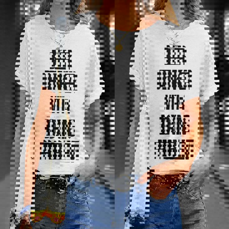 Beer Drinker With A Boxing Problem おもしろワークアウトボクサー 長袖tシャツ Tシャツ 彼女への贈り物