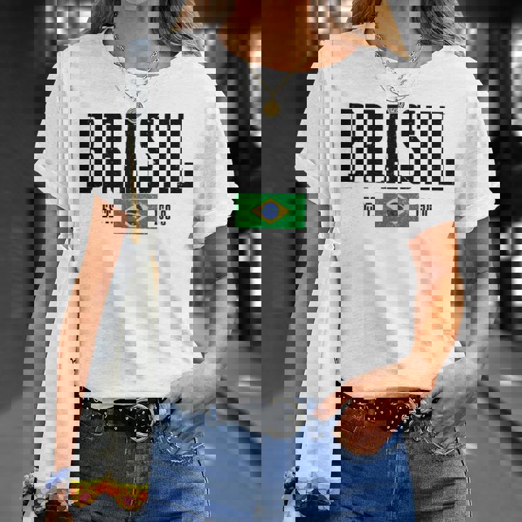 Brasil Est 1500 ブラジル ブラジリアン 国旗 プライド 長袖tシャツ Tシャツ 彼女への贈り物