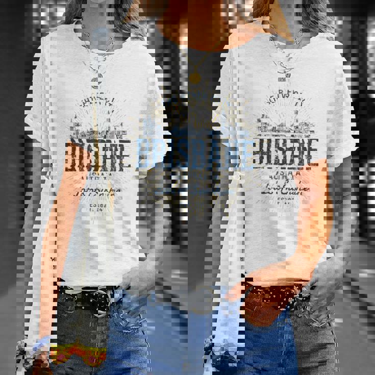 Brisbane Australia オーストラリアレトロスタイルヴィンテージブリスベン Tシャツ 彼女への贈り物