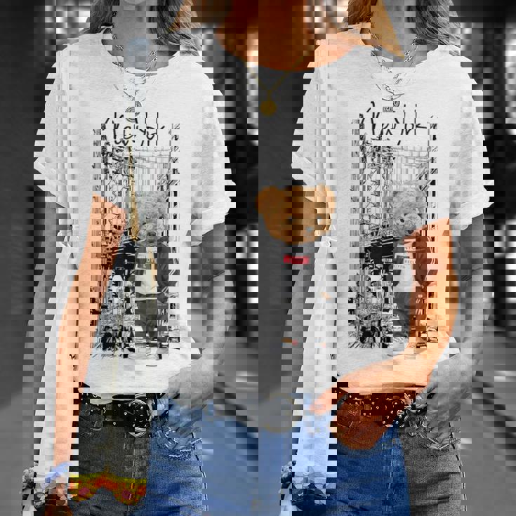 Cool New York City Teddy Bear Illustration Graphic s Tシャツ 彼女への贈り物