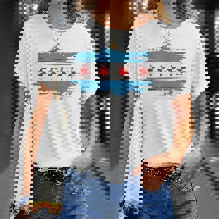 De La Bandera De Chicago Mapas De Chicago De Chicago Camiseta unisex Regalos para ella