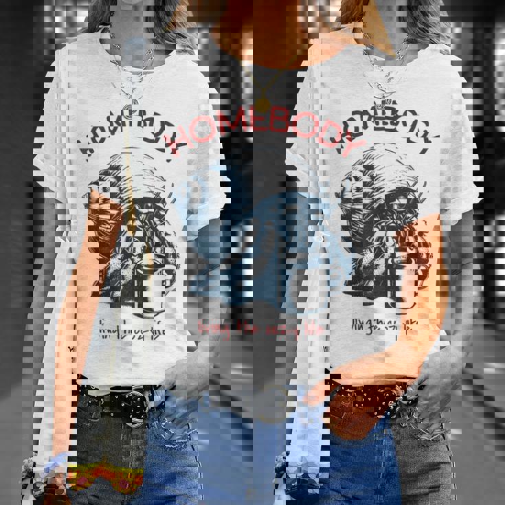 Homebody 居心地の良い生活 面白いヤドカリとコーヒー Tシャツ 彼女への贈り物