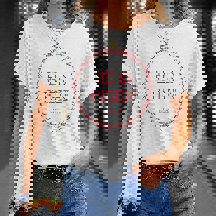 He Is Risen – イエス・キリストの復活イースター聖書の一節 Tシャツ 彼女への贈り物