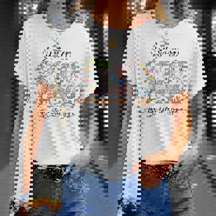 Just An Egg-Cited Goose キュート イースター バニー アヒル ファミリー 春 Tシャツ 彼女への贈り物