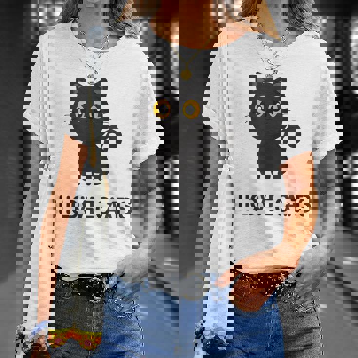I Love Cats シャツ キュート 黒猫好き キッズ 子猫 Tシャツ 彼女への贈り物