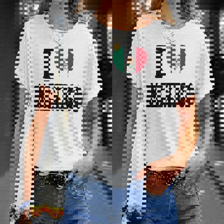 I Love Mexico ハートフラッグ レトロ 旅行 お土産 Tシャツ 彼女への贈り物