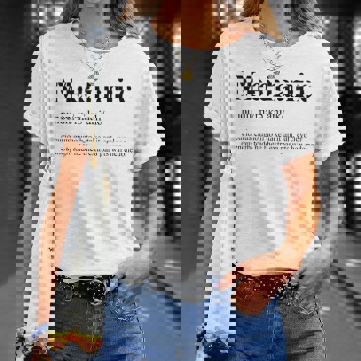 Mecánico Diccionario Definición MecánicoCamiseta unisex Regalos para ella