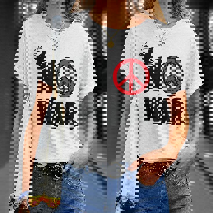 No War 反戦 平和の鳩 Tシャツ 彼女への贈り物