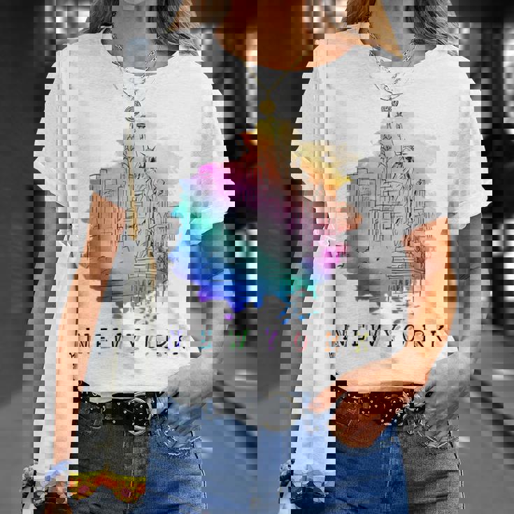 Nyc ニューヨークシティスカイライン 自由の女神 Tシャツ 彼女への贈り物