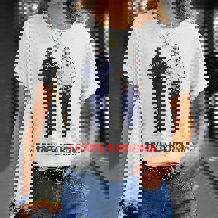 On Back I Have A Dream Trump Police 格言 男性 Tシャツ 彼女への贈り物